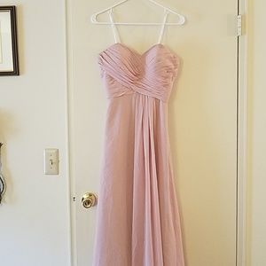Pink strapless bridesmaids dress